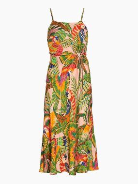 FARM Rio Macaw Leaves Cut-Out Midi Dress Size Small